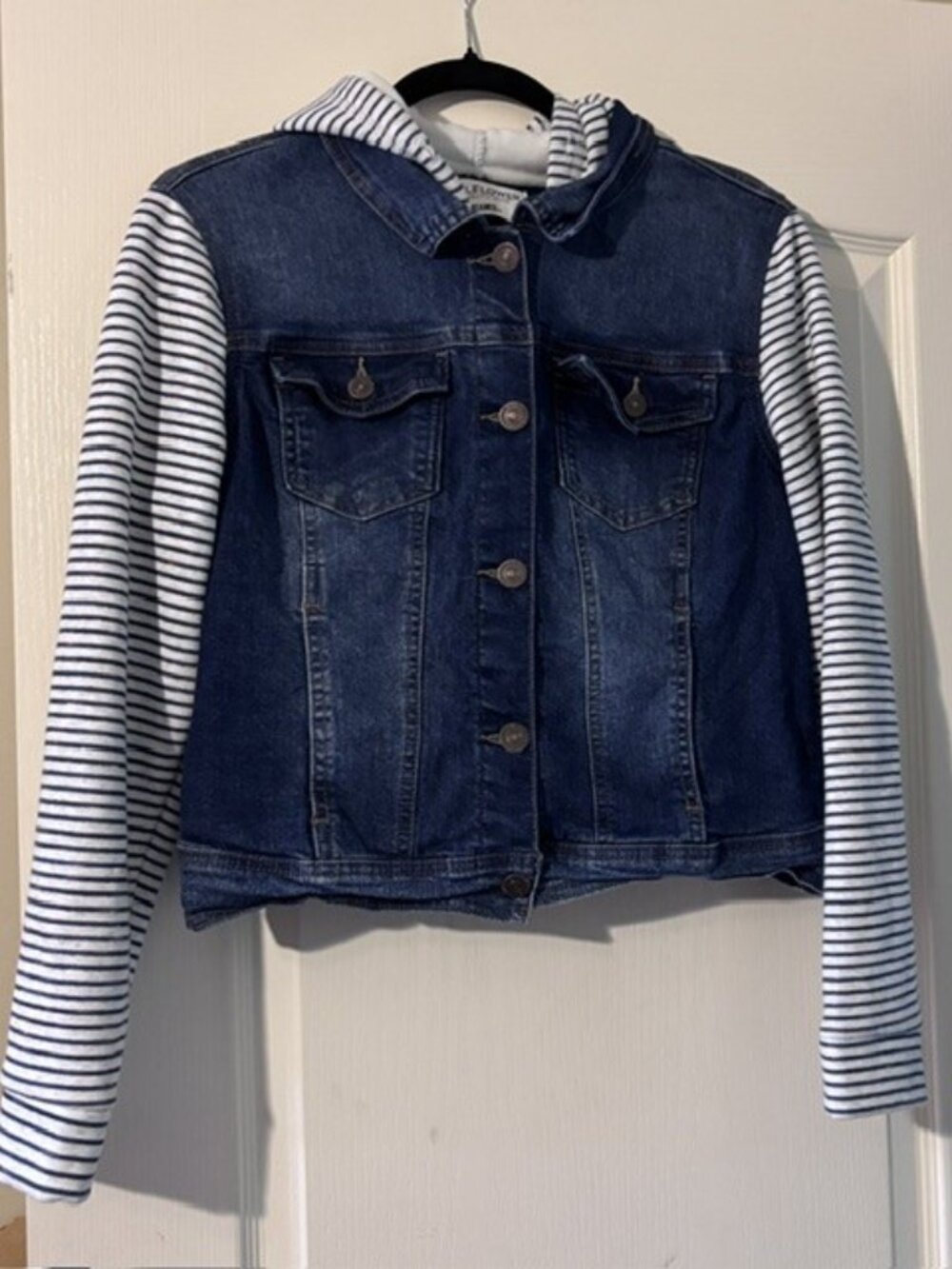 Women's Blue Jean Wallflower Jacket Hoodie SZ L